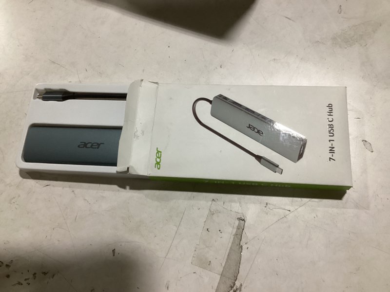 Condition photo showing New/Like New for Acer USB C Hub, 7 in 1 Multi-Port Adapter for Laptop, 4K, HDMI Splitter with 2 USB A 3.1 & Type-C to HDMI Data Port, PD 100W Charging, SD Card Reader for Computer, Desktop, Space Grey