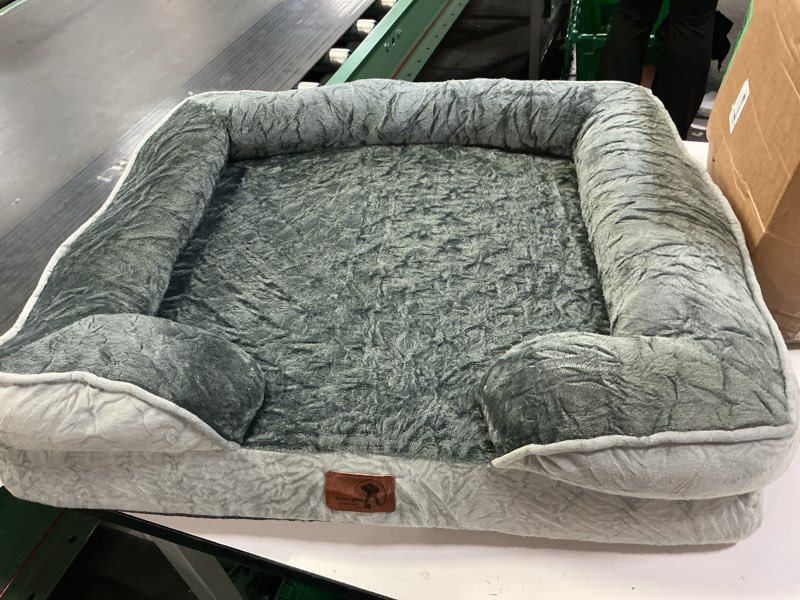 Condition photo showing Good Condition for Orthopedic Dog Bed Medium Size Dogs, Waterproof Memory Foam Sofa Pet Beds with Sides,Cozy Egg-Crate Foam with Extra Head and Neck Support, Washable Cover & Nonslip Bottom,Grey Grey M: 28\" L × 23\" W × 6.5\" H