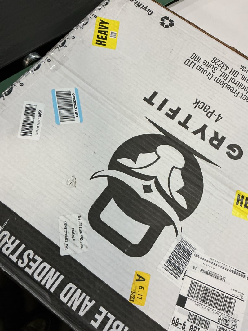 Condition photo showing Good Condition for Grytfit Interlocking Rubber Floor Tiles 4-Pack 1/2" Thick – Heavy Duty 100% Rubber Flooring for Home Gym, Garage, Workout Room, Equipment Mats, Indoor/Outdoor, 22.5” x 22.5” Black 22.5" x 22.5" 4