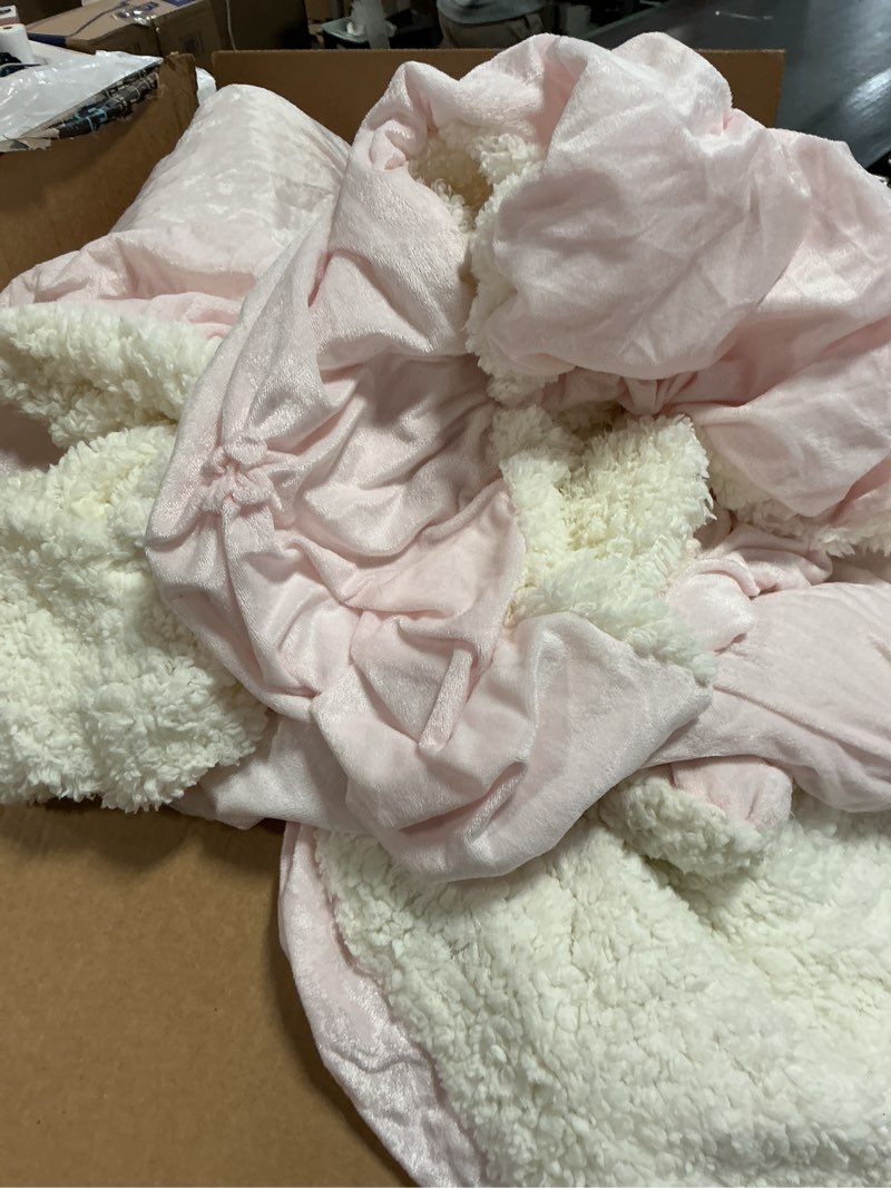 Condition photo showing As Is for Andency Pink Comforter Set King(104x90Inch), 3 Pieces Soft Lightweight Cute Pinch Pleat Bedding Comforters & Sets, All Season Western Warm Down Alternative Bed Set for Girls Women