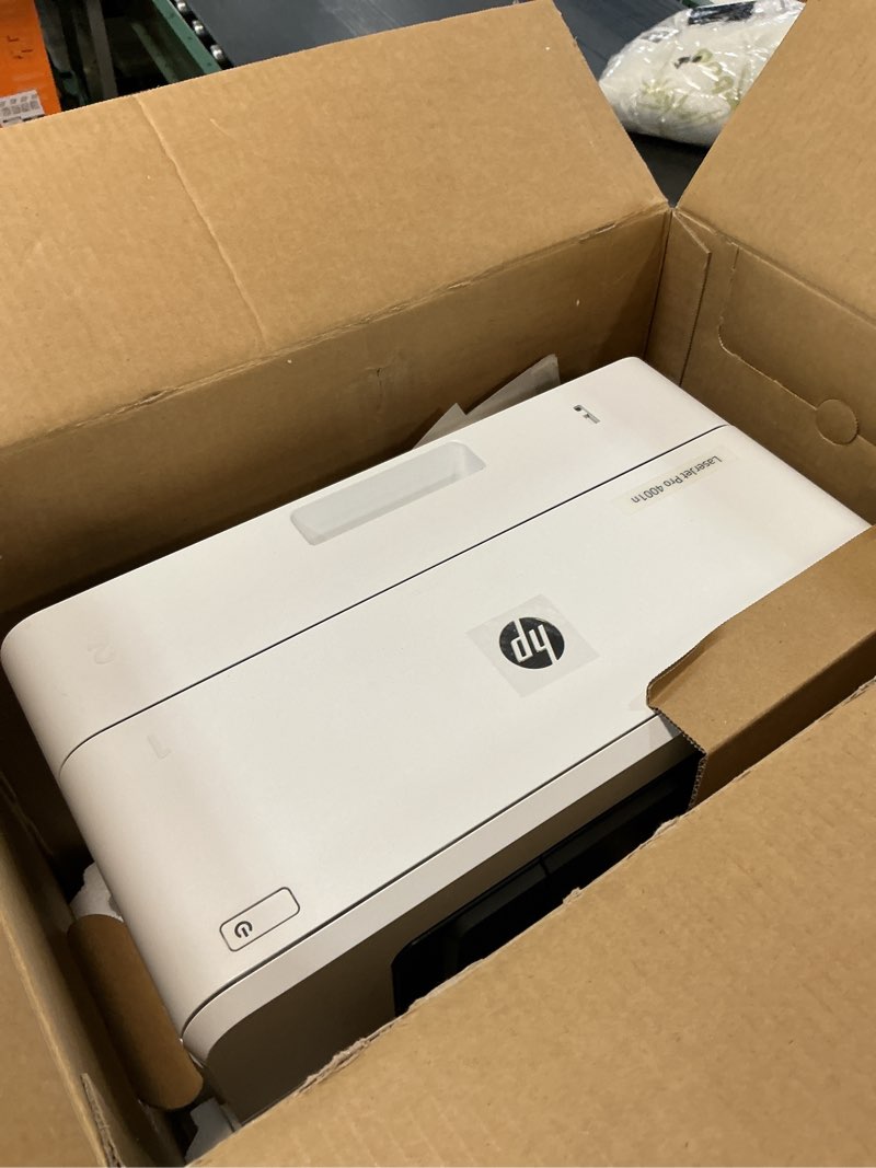 Condition photo showing As Is for hp laserjet pro 4001n black & white printer, print, fast speeds, easy setup, mobile printing, advanced security, usb, ethernet connection, best-for-office