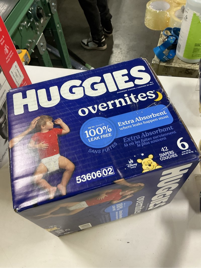 Condition photo showing New/Like New for Huggies Overnites Size 6 Overnight Diapers (35+ lbs), 42 Ct, Packaging May Vary Size 6 42