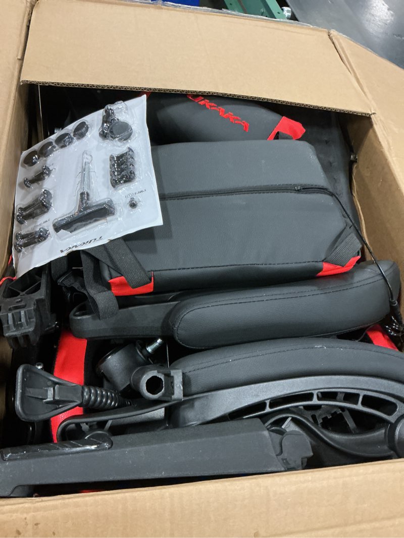 Condition photo showing Good Condition for Gaming Chair,Ergonomic Massage Computer Office Desk Chair with Footrest,Pocket Spring Cushion,Reclining Leather Adjustable Gamer Chair with Headrest and Lumbar Support,Red