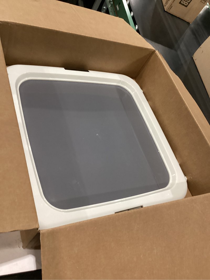 Condition photo showing As Is for iris usa pee pad holder - for regular sized dog and puppy pee pads, secured latches, non-skid feet, high polish finish for easy cleaning, leak protection, fits 22"x22" pad or larger, square, dark gray 22" x 22" dark gray