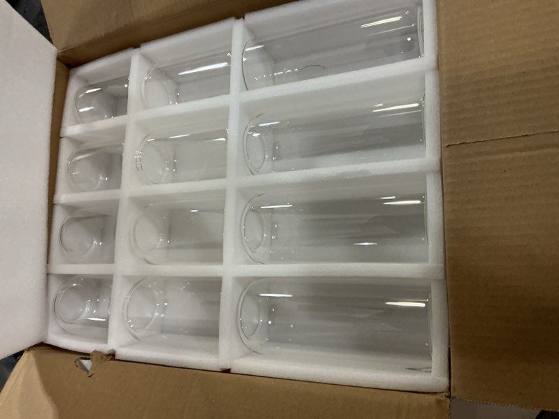 Condition photo showing New/Like New for glass bud vases set of 9 - clear flower vases for centerpieces, small glass vase modern bud vase for wedding party dining table centerpieces, living room decorative, home decor 9 pcs