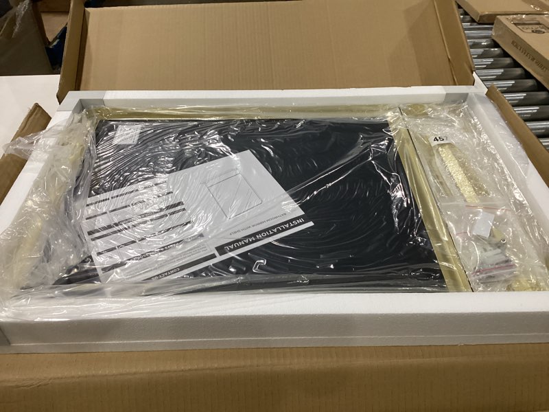 Condition photo showing New/Like New for TETOTE Gold 18x28 Inch Wall Mirror with Shelf for Wall, Rounded Rectangle Door Mirror, Metal Framed, Gold Bathroom Vanity Mirror, Bathroom Mirror for Farmhouse, Living Room, Bedroom,Entryway 28"L x 18"W Gold