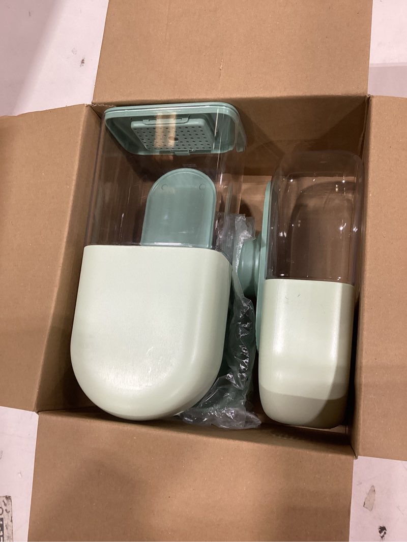 Condition photo showing Good Condition for Kenond 35oz Hanging Automatic Pet Food Water Dispenser, Auto Gravity Pet Feeder and Waterer Set, Cage Cat Food Bowl Dog Feeding Station for Puppy and Kitten Rabbit Chinchilla Hedgehog Ferret (Green) Green Waterer and Feeder C