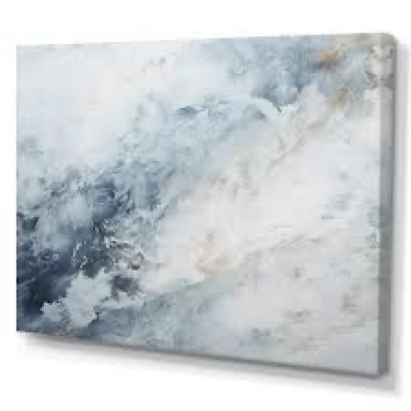 Blue And White Snow Blooming II - Abstract Shapes Wall Art