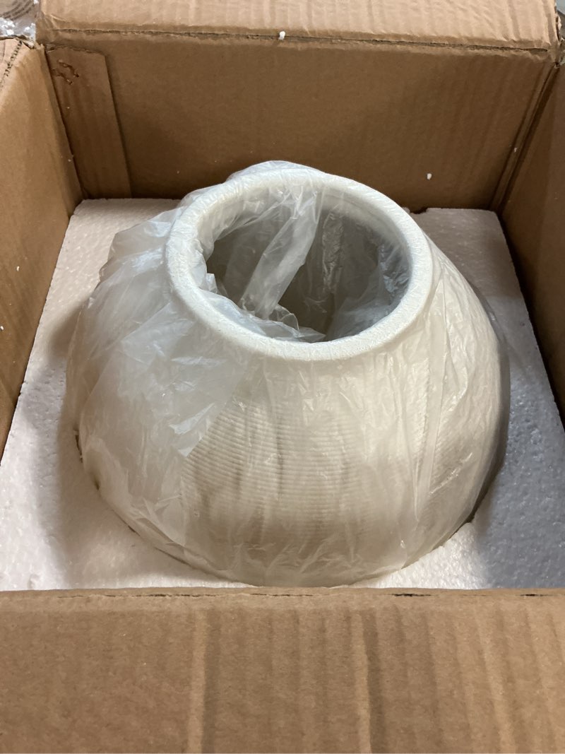 Condition photo showing New/Like New for Large White Ceramic Vase, 10.8 inch Round Minimalist Textured Vase, Rustic Farmhouse Decor for Home, Living Room, Shelf, Table, Wedding & Entryway Decoration (Sandstone White) 10.8"-Oval White-10.8"