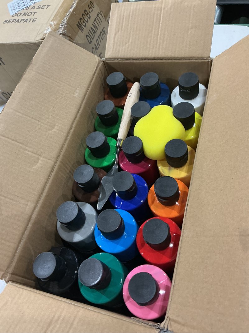 Condition photo showing Good Condition for nicpro 18 colors large acrylic paint set, 8.45oz/250 ml artist painting supplies bulk non-toxic for multi surface canvas wood fabric leather cardboard paper crafts rock window hobby with color wheel 18 colors 8.45 fl oz (pack of 18)