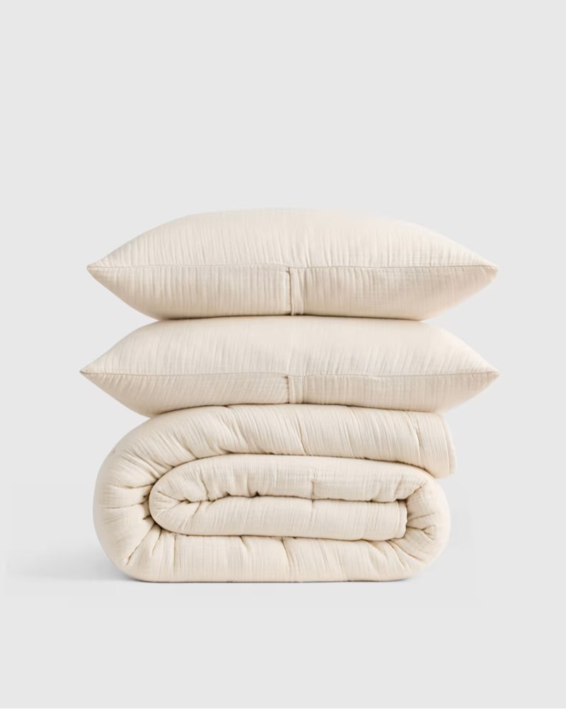 Quince Organic Cotton Gauze Dream Quilt Set queen color undyed 