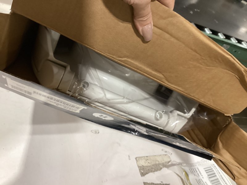 Condition photo showing As Is for kohler 25876-0 hyten 3" height, elevated soft close round toilet seat, contoured seat with grip-tight bumpers, quick-attach hardware, white white round