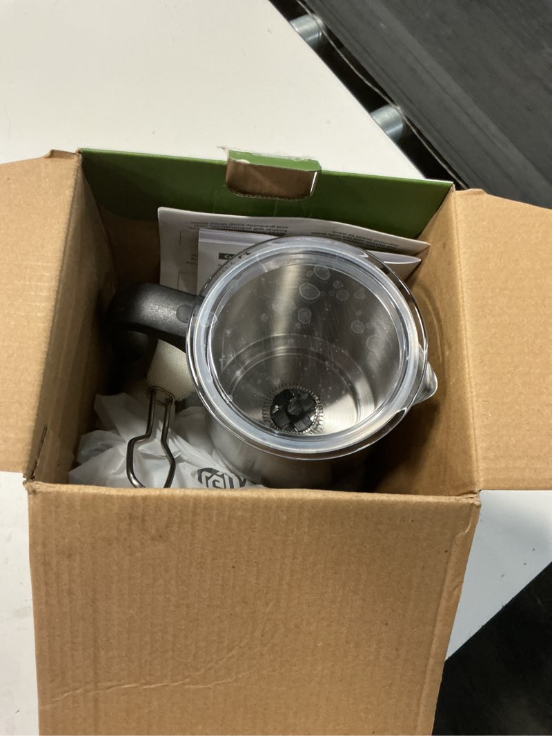 Condition photo showing As Is for maestri house milk frother, 4-in-1 classicfro 500 electric milk steamer and frother, 16.9oz 600w smart touch control hot and cold foam maker, memory function for latte, cappuccinos, chocolate milk black