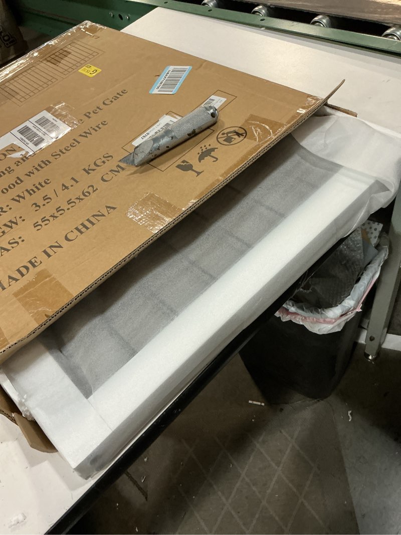 Condition photo showing Good Condition for lzrs 2-panel freestanding foldable wood dog gate – solid wood & steel wire, chew-resistant pet barrier for indoor use, ideal for small to medium dogs, white 24"height-2 panel white