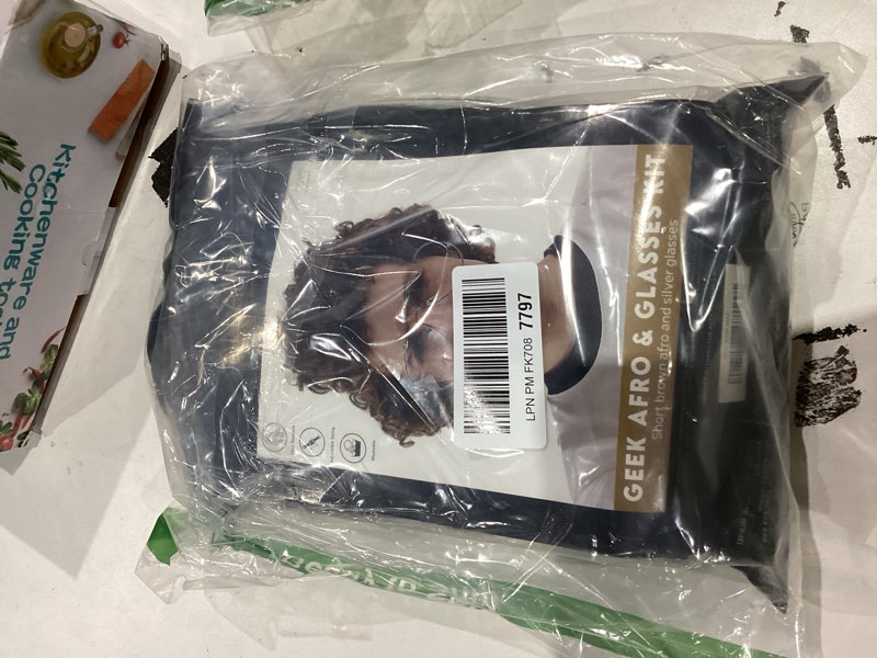 Condition photo showing As Is for ALLAURA Compatible with Napoleon Dynamite Wig – Pedro Costume Set with Glasses & Brown Afro Nerd Hair for Adults – Funny 80s Halloween Outfit, Retro Cosplay, Movie-Inspired Party or Couples Costume Brown Afro Nerd Wig + Glasses