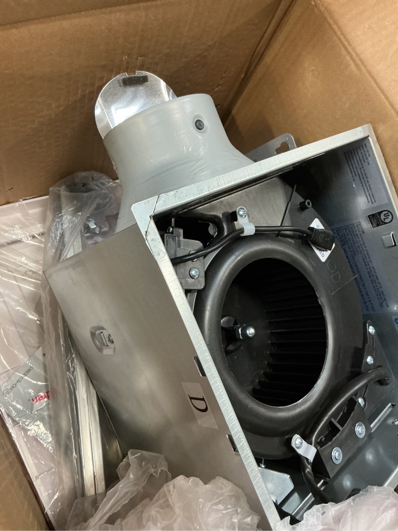 Condition photo showing As Is for homewerks 1.5-sone 110-cfm white decorative lighted bluetooth compatibility bathroom fan
