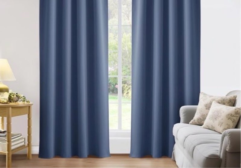PONY DANCE Blackout Curtains for Living Bedroom 90 Inches Long,Full Black Out Thermal Insulated Grom (similar to stock photo)