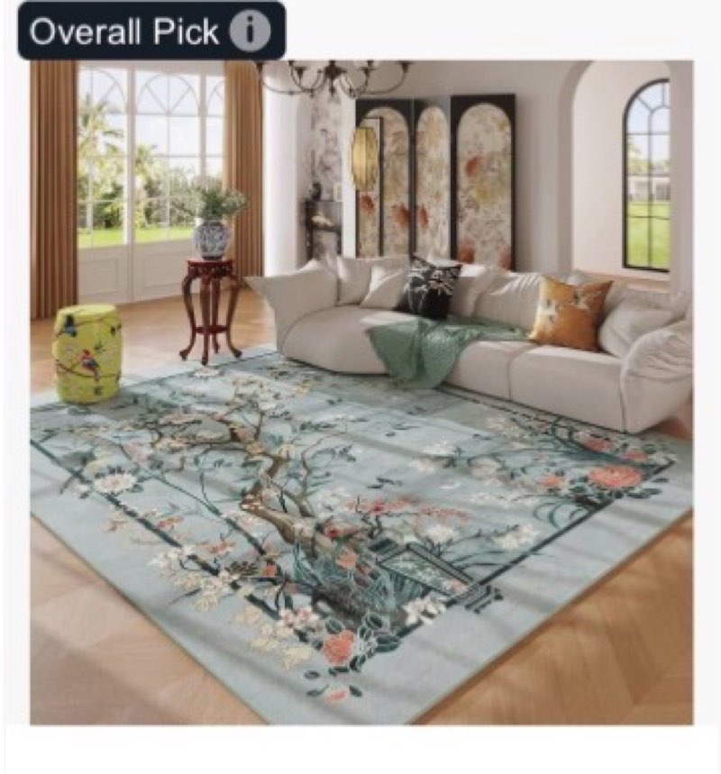 Vowkten 5x7 Area Rugs Chinoiserie-Style Floral Vintage Large Washable Rug Non Slip Low Pile for Livi