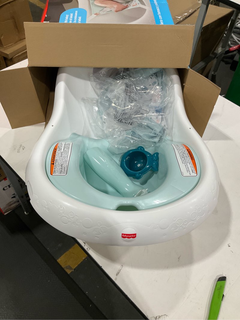 Condition photo showing New/Like New for fisher-price™ baby to toddler bath 4-in-1 sling 'n seat tub with removable infant support and 2 toys, pacific pebble blue