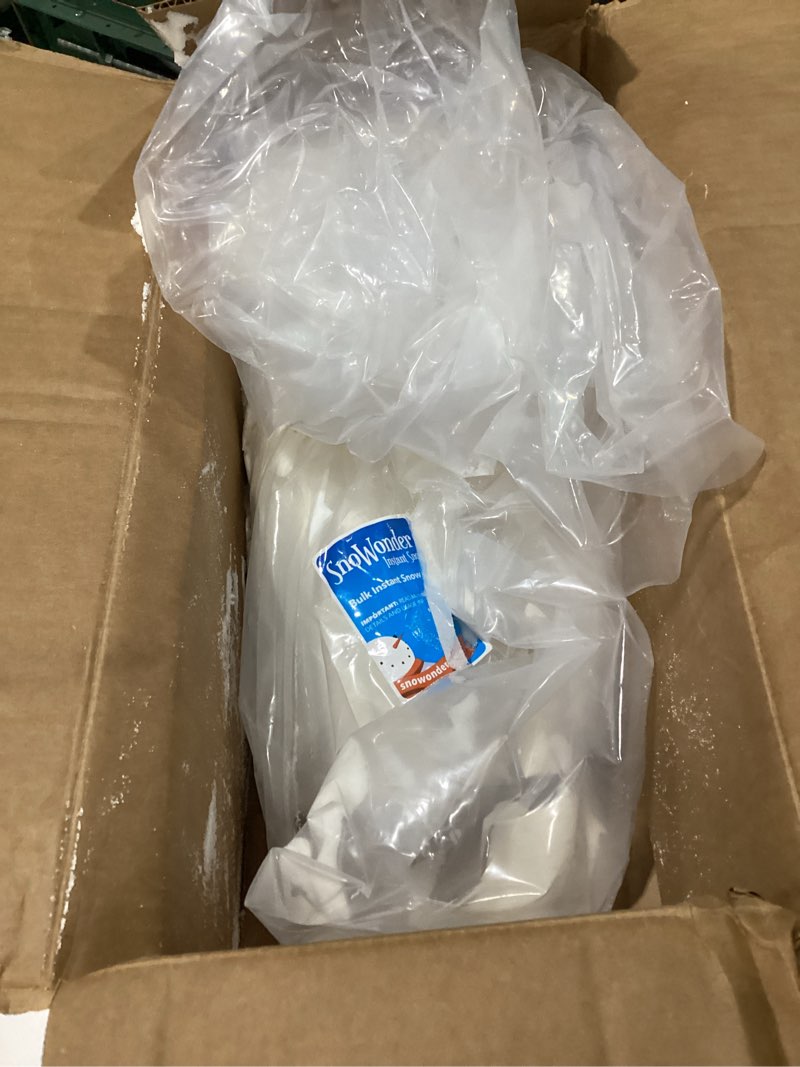 Condition photo showing As Is for snowonder instant snow fake artificial snow, also great for making cloud slime - mix makes 240 gallons of fake snow
