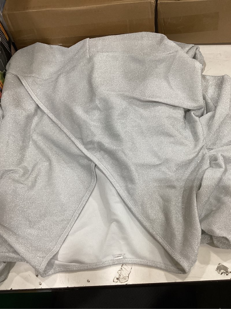 Condition photo showing New/Like New for women elegant jumpsuits sexy long sleeve cocktail sparkly white mock neck bodycon straight long pant