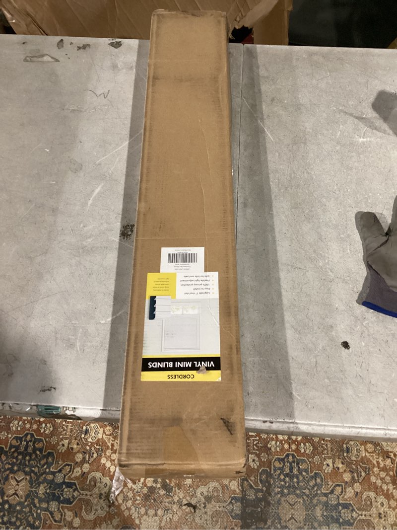 Condition photo showing Good Condition for blinds for indoor windows 1" vinyl l-shaped slats cordless mini blinds for home, 20" w × 36" h - white white 20" w × 36" h