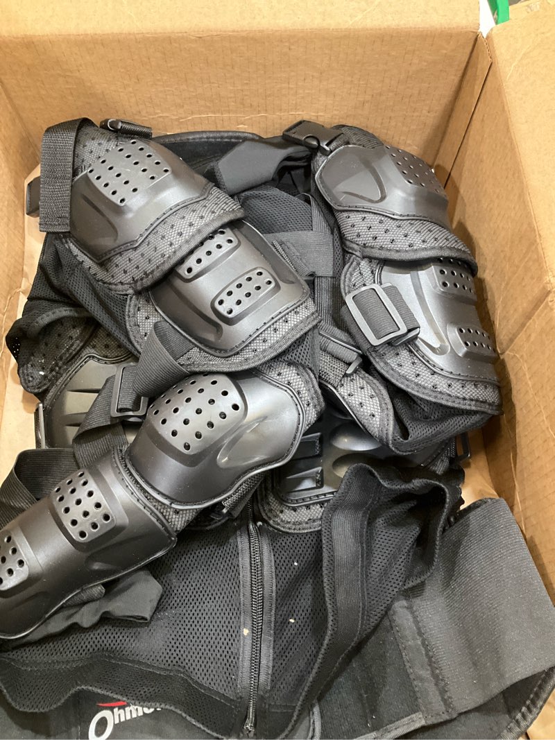 Condition photo showing Good Condition for OHMOTOR Motorcycle Body Protective Jacket Armor Men, Motocross Riding Protective Gear,ATV Dirt Bike Chest Spine Protector Medium-Large Black