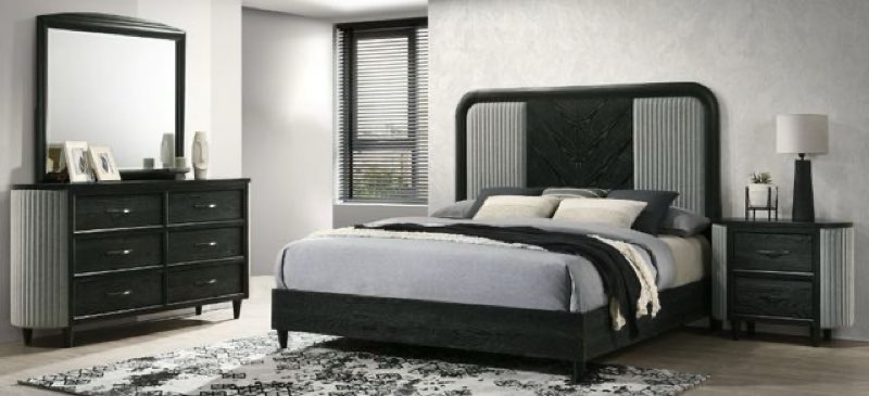 *incomplete,box 3/3 only* Home Furnishings Skyline Onyx Eastern King bed frame *similar to stock photo* 