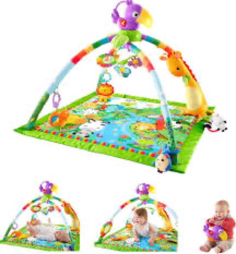 fisher-price baby playmat rainforest music & lights deluxe gym with 10+ activities & toys for developmental play for newborns ages 0+ months