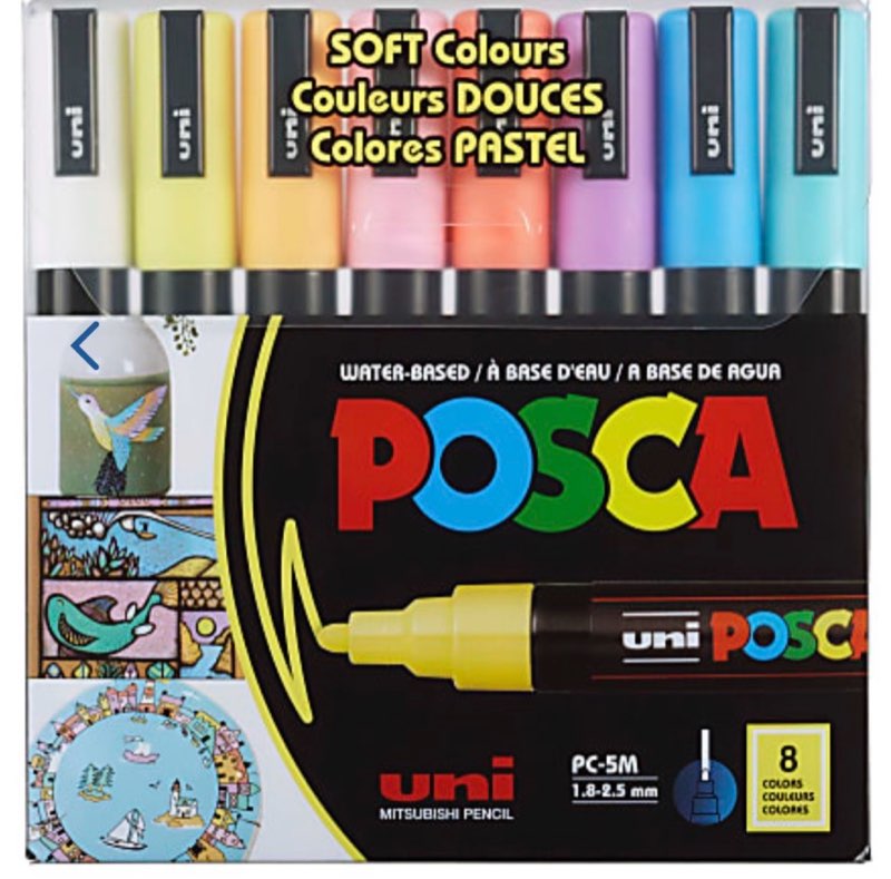 uni® posca® pc-5m, soft colors water-based paint markers (8 count) (10packs) 