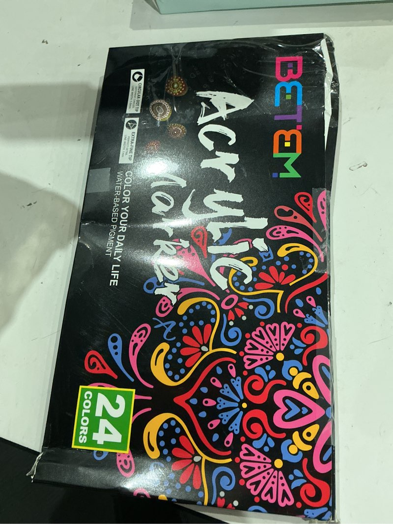 Condition photo showing Good Condition for betem 24 colors dual tip acrylic paint pens markers, premium acrylic paint pens for wood, canvas, stone, rock painting, glass, ceramic surfaces, diy crafts making art supplies