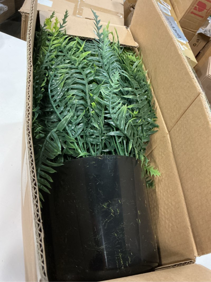 Condition photo showing Good Condition for foteewl artificial ferns potted plant for front door decoration - 2 sets uv resistant realistic bush faux greenery fern potted fake plants for home garden porch farmhouse decor