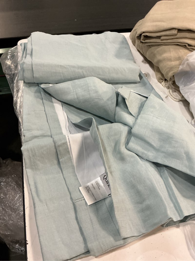 Condition photo showing Good Condition for quince european linen true blackout curtain - single panel color: light blue 48in x 84in ((1 panel))