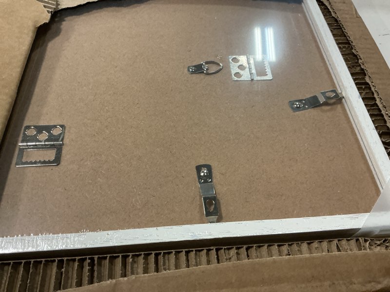 Condition photo showing Good Condition for Homeforia 19.25x26.75 White Wood Puzzle Frame, High End Oak 19.25 x 26.75 Frames without Mat, Wooden 26.75x19.25 Picture Frames for Wall, 19.25by26.75 Poster Frames, Tempered Glass, Wall Kit, Set of 2