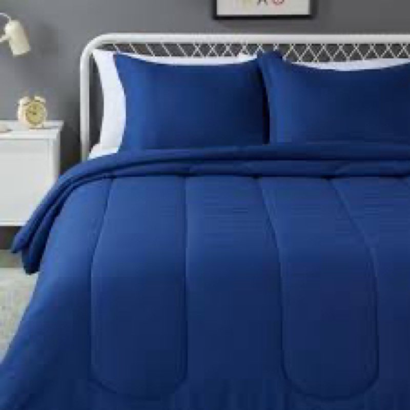 amazon basics kids' 3 piece cotton reversible comforter set with sham, ustcp certified cotton, full/
