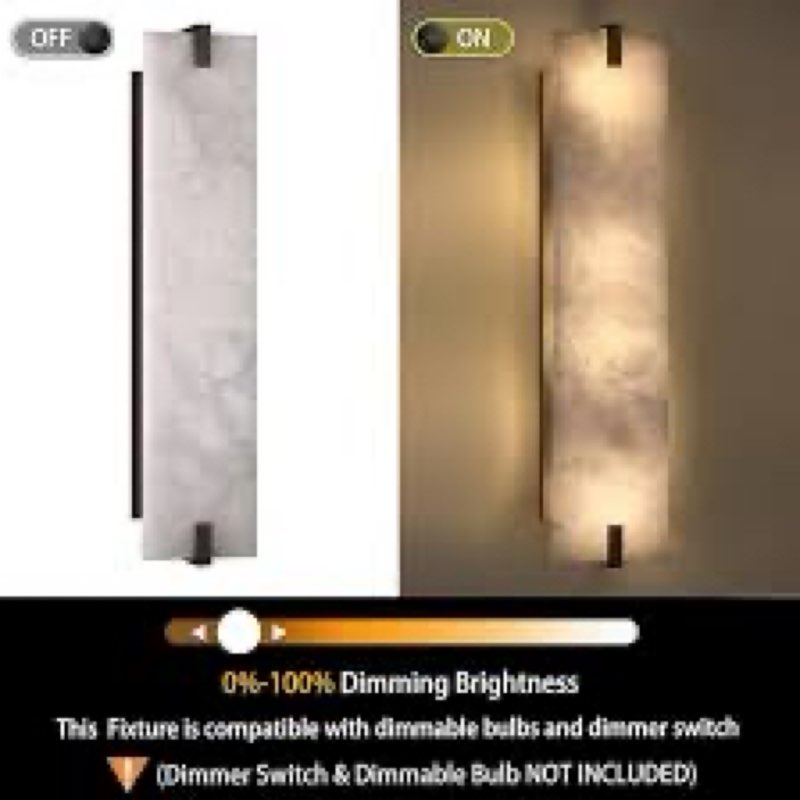 CJY CHENJINYAN 24.7" Natural Square Alabaster Marble Modern Concise 2 Pack 2 Light Wall Sconce Fixtu