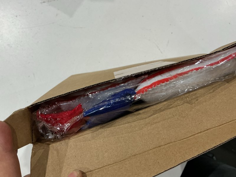 Condition photo showing Good Condition for hahafelt 2 pcs 16.4 ft patriotic garland decorations usa 4th of july banner with american flag red white blue star rustic farmhouse felt banner for shelf display, fireplace, wall(star,blue) star blue