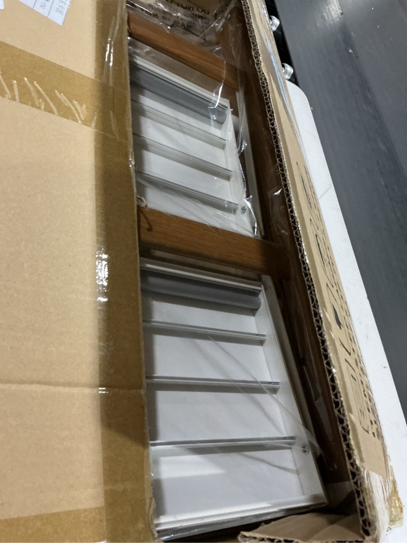 Condition photo showing New/Like New for taranta 2 step ladder,aluminum lightweight folding 2 step stool with anti-slip wide pedal, 330lbs capacity step ladder for household,kitchen,office - white woodgrain white woodgrain 2 step