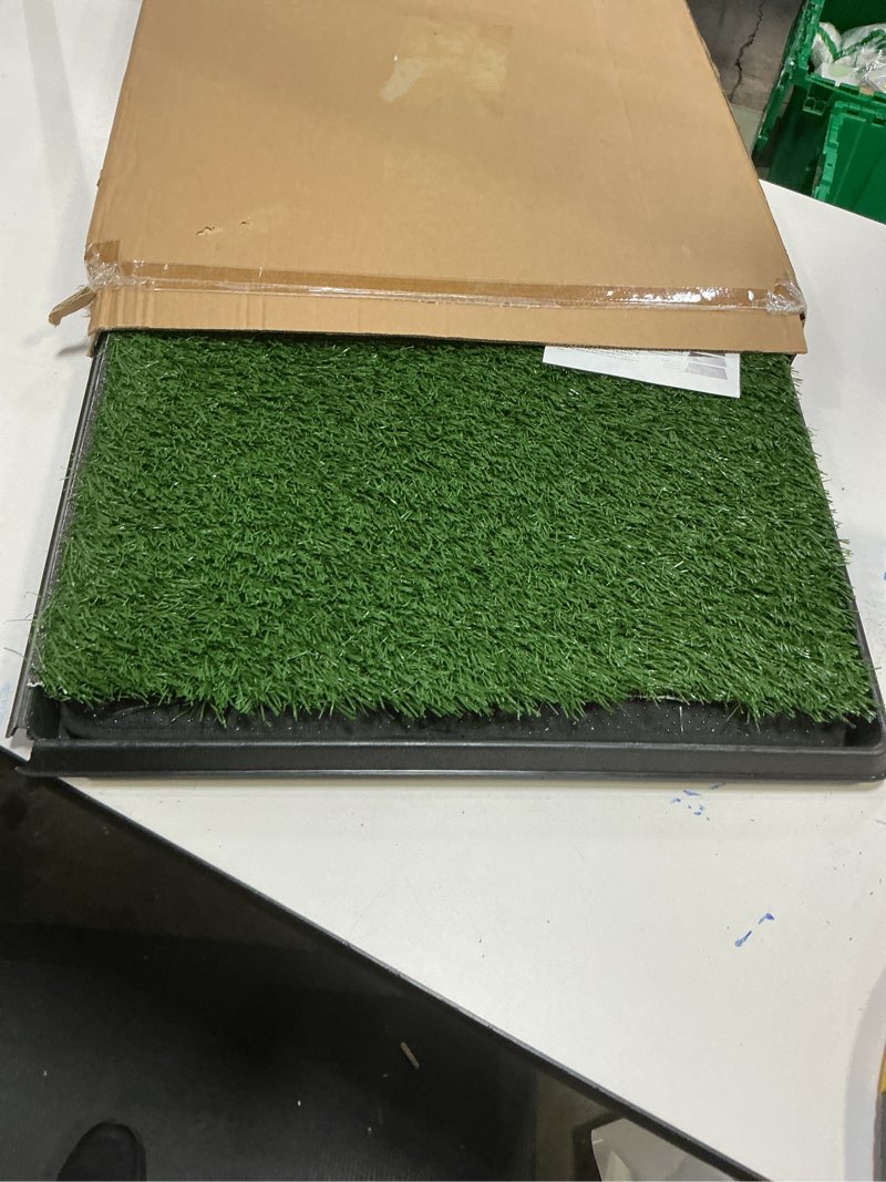 Condition photo showing As Is for Artificial Grass Puppy Pee Pad for Dogs and Small Pets - 20x30 Inch, Reusable 4-Layer Turf Pads for Dogs with Tray - Indoor and Outdoor Fake Grass Potty Pet Supplies by PETMAKER Large 4-Layer System