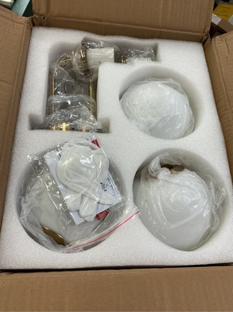 Condition photo showing New/Like New for bektas 3-lights semi flush mount ceiling light fixture brushed gold light fixture bend modeling with milk glass globe for bedroom,living room,dinning room foyer hallway white globe bend modeling- 3