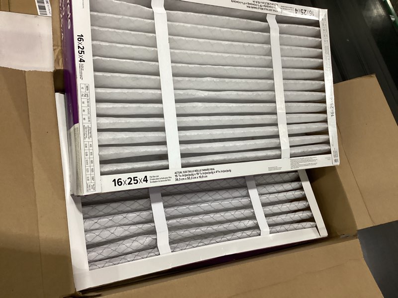 Condition photo showing Good Condition for filtrete 16x25x4 ac furnace air filter, mpr 1550, merv 12, fits lennox & honeywell, certified asthma & allergy friendly, electrostatic air cleaning filter, 2-pack (actual size 15.88x24.56x4.31 in)