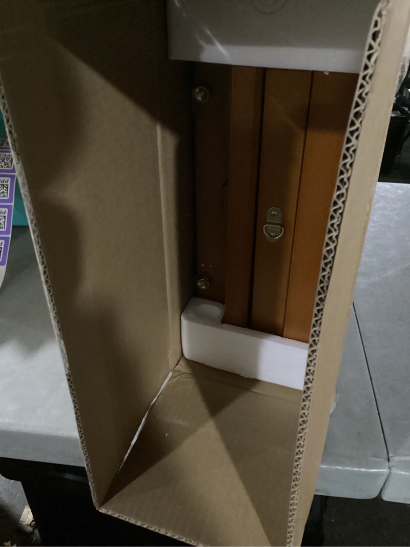 Condition photo showing As Is for ATWORTH French Easel for Painting, Deluxe Beech Wooden Field & Studio Sketchbox Easel Stand with Metal Side Tray, Portable& Easy Transport for Painting Outdoor, Holds Canvas up to 34"- Light Walnut