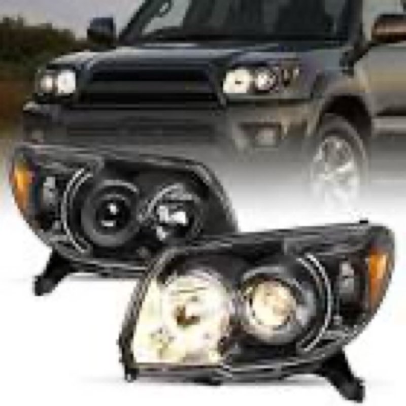 Headlights Assembly for 2006-2009 4Runner Projector Limited Sport SR5 Headlamp Replacement Chrome Housing Passenger and Driver Side Black | With High & Low Beam Bulbs OE Replacement