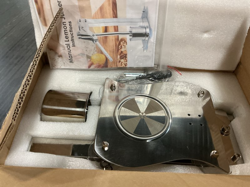 Condition photo showing Good Condition for moongiantgo manual lemon juicer, stainless steel citrus squeezer, hand press nut crusher garlic crusher, heavy duty fruit crusher for lime, orange, lemonade smasher machine with cup, easy to clean
