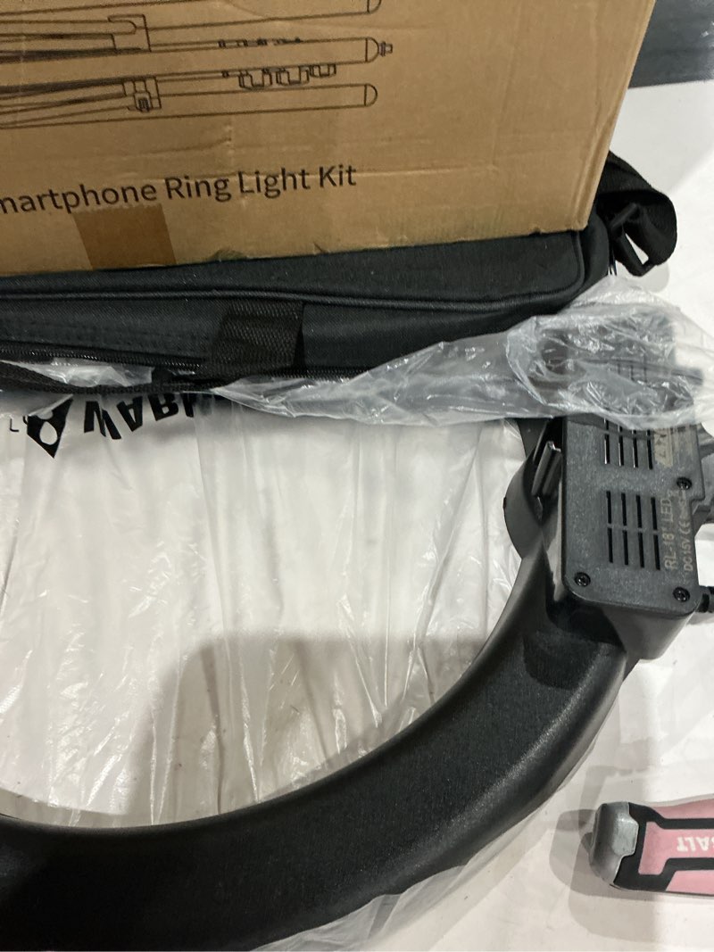 Condition photo showing As Is for ring light kit 18" 55w 5500k dimmable led light, 70inch foldable stand, phone clip, short video, studio video photography lighting, spot lights?selfie and live streaming,you tube,tiktok