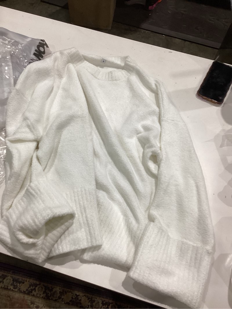 Condition photo showing Good Condition for prettygarden women's fall oversized sweaters dressy casual long sleeve chunky knit winter pullover tops 2026 holiday outfits white medium