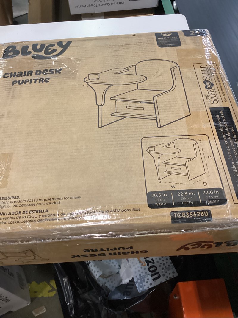 Condition photo showing New/Like New for delta children bluey chair desk with storage bin - greenguard gold certified, blue