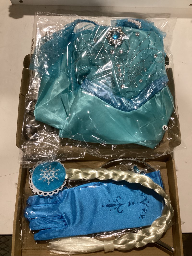Condition photo showing New/Like New for Elsa Dress for Girls Princess Dress Up Halloween Cosplay Elsa Costume Fancy Dress Birthday Outfit with Accessories 2-3 Years