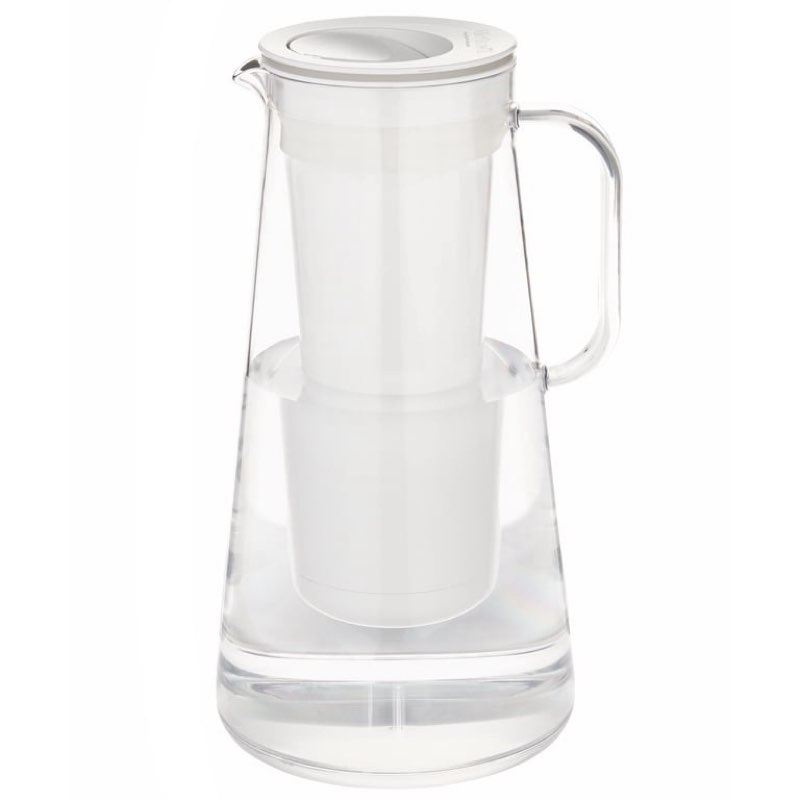 lifestraw home — water filter pitcher, 7-cup, white, glass with silicone base, bpa free designed for