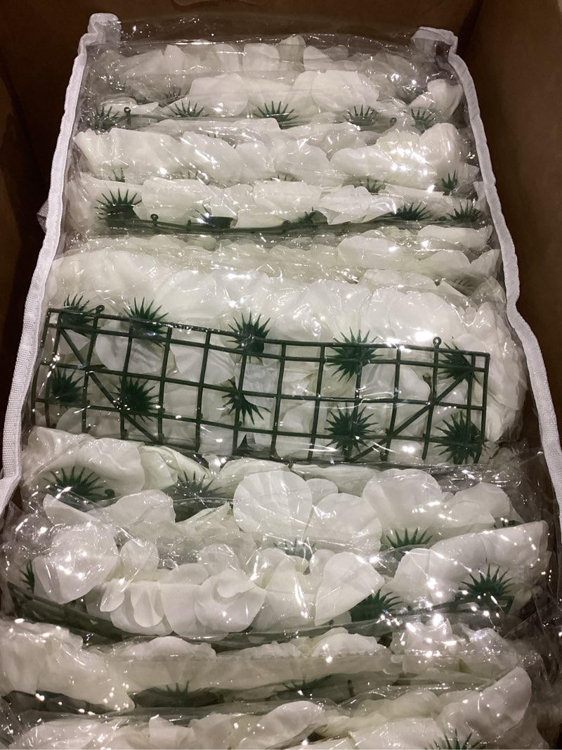 Condition photo showing Good Condition for white artificial flower wall backdrop: 7.5ftx3.74ft roses wall background panels 3d floral wall decor for wedding anniversary party white 7.5ftx3.74ft